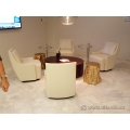 HBF White Leather Scoop Reception Lounge Chair
